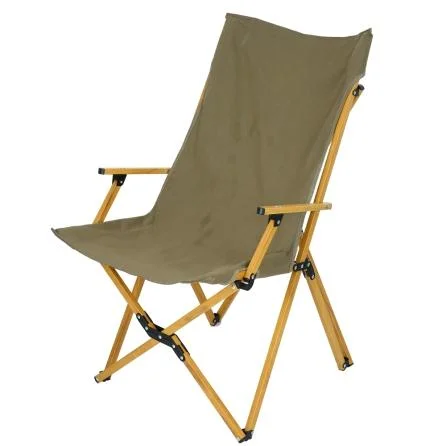 Chaise papillon de camping en alliage d'aluminium de couleur grain de bois pour l'extérieur avec accoudoirs.