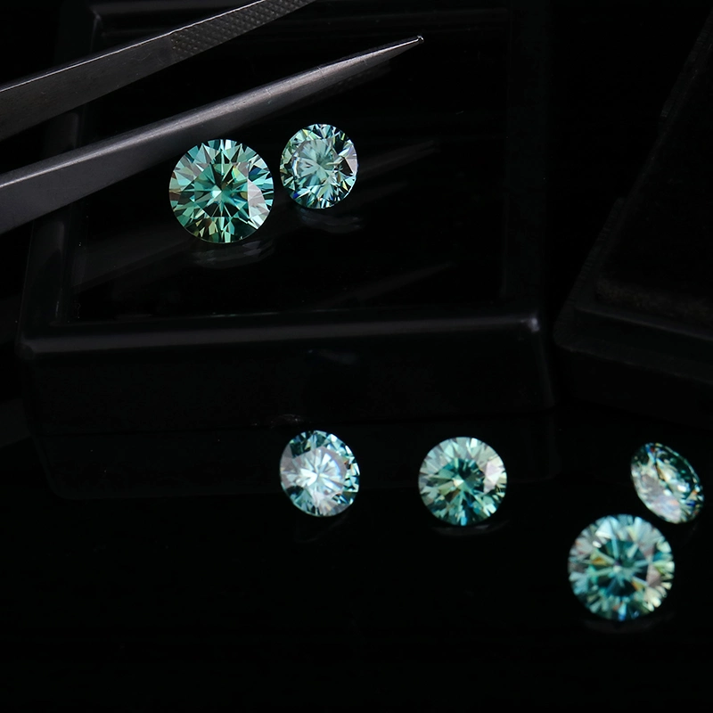 Loose Gemstone High quality/High cost performance Blue Green Round Cut Moissanite VVS Clareza para fazer Moissanite Jóias