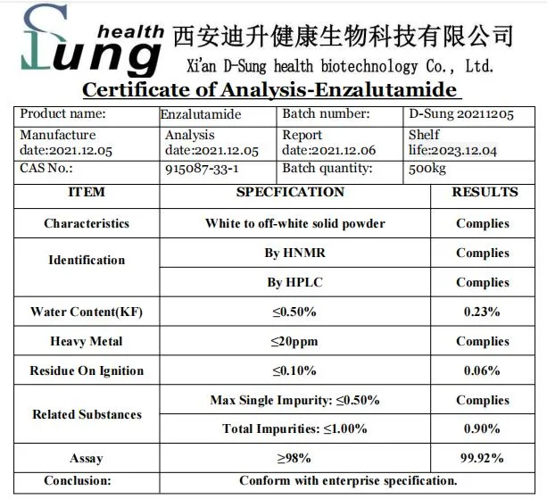 CAS 915087-33-1 Enzalutamide farmacéutica pureza Enzalutamide Enzalutamide polvo