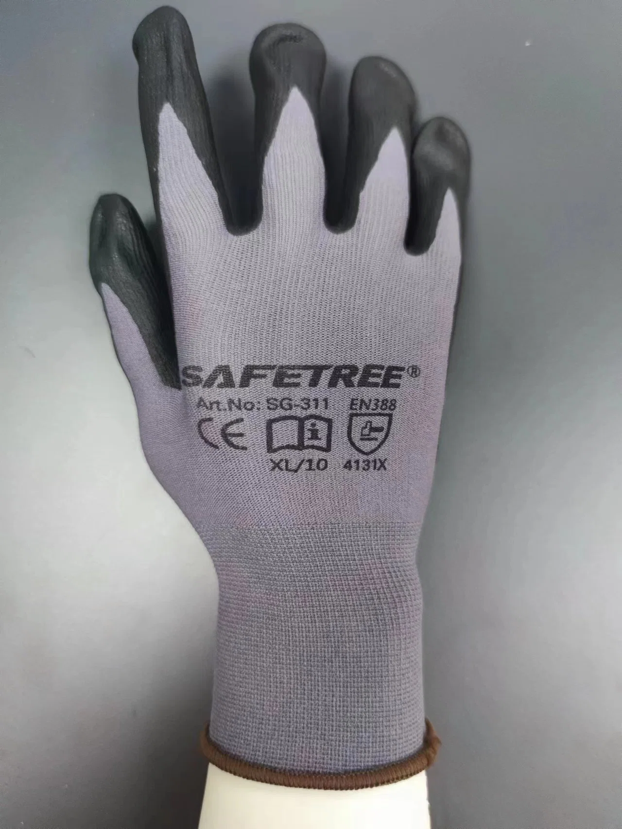 Ce EN388 4131X Nylon Liner gants de sécurité en nitrile pointillés EPI Gants de sécurité anti-dérapants de protection des mains de travail