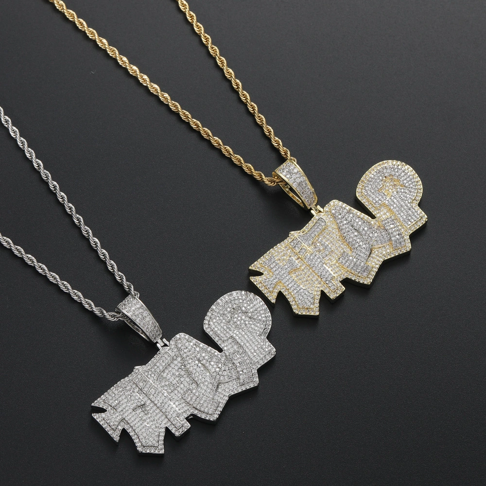 Full Zirconium Copper Pendant Lovers Necklace Hip Hop Music Alphabet Trend Accessories