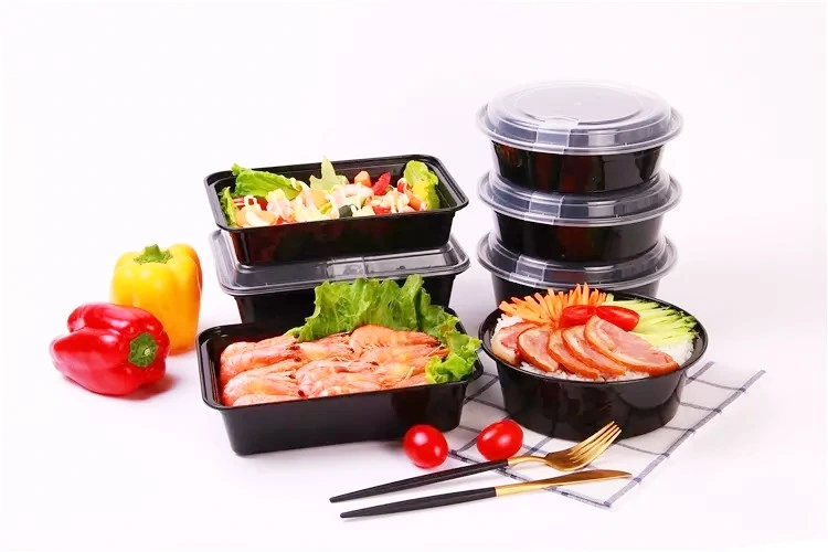 Plastic PP Reusable Lunch Boxes Food Storage Bento Single 1 Compartment Meal Prep Containers with Lids