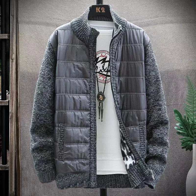 New Fashion Men Autumn Stand Collar Knit Solid Color Zipper Outdoor Cardigan Knitwear Casual Tops Coat Jacket Sweater