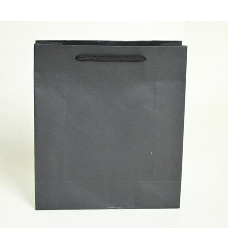 Matte Black Drawstring Paper Jewelry Gift Packaging Bag in Stock