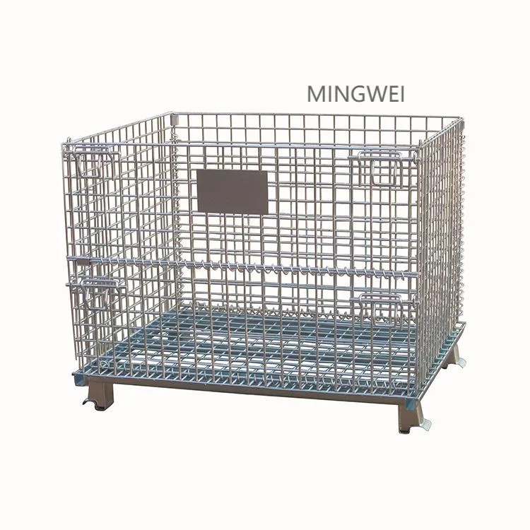 Mingwei Bhk-A29 Metal plegable Contenedor de palets de malla de alambre encajables Stillage Cage