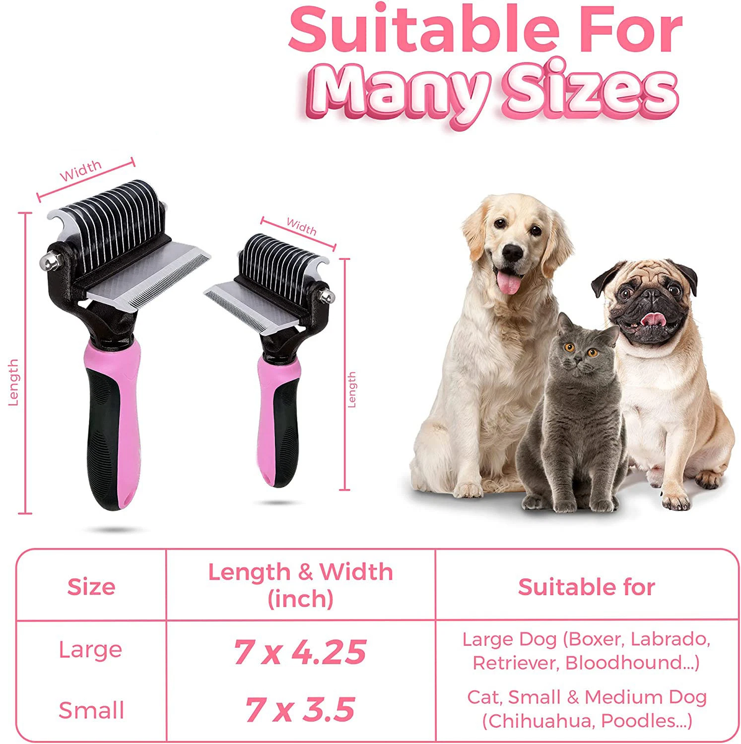 Hot Sale 2 in 1 Pet Grooming Comb Open Knot Hair Removal Dog Hair Remover Brush Pet Cleaning Tools