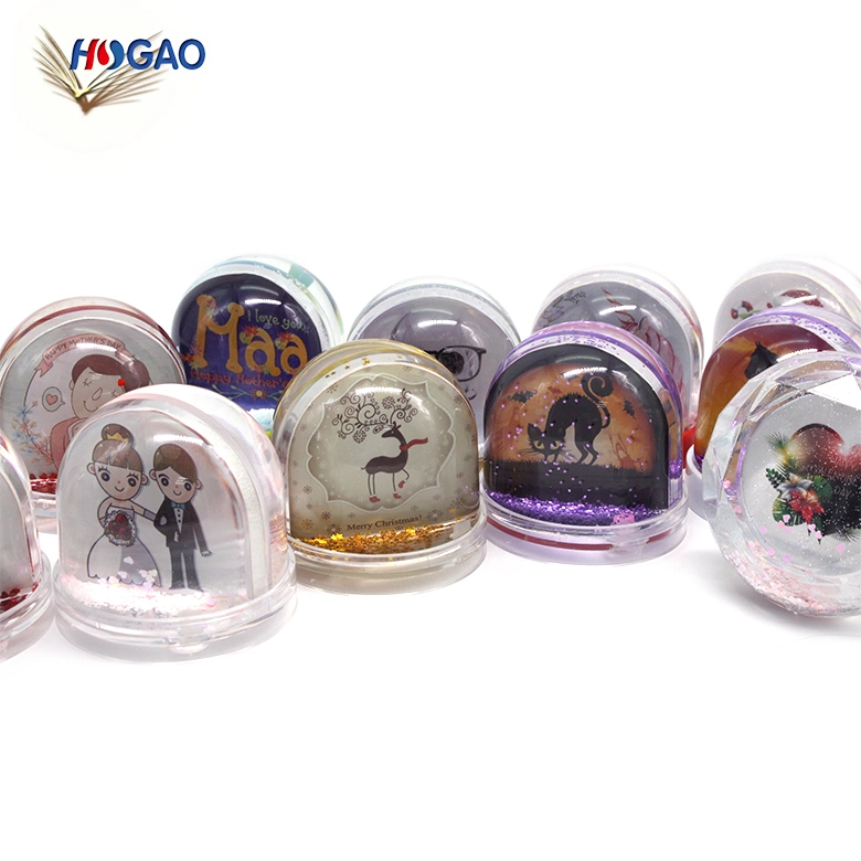 Custom Color Glitter Base Clear Acrylic Dome DIY Acrylic Photo Insert Water Globe Plastic Empty Snow Globe