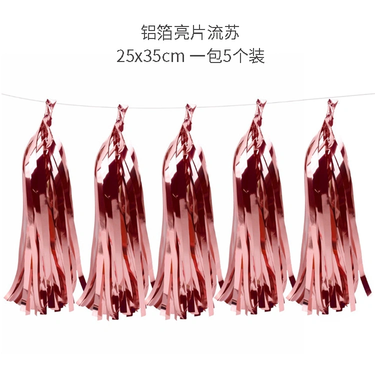 Rose Gold Paper Aluminum Foil DIY Paper Tassels Birthday Party Decoration Flowers