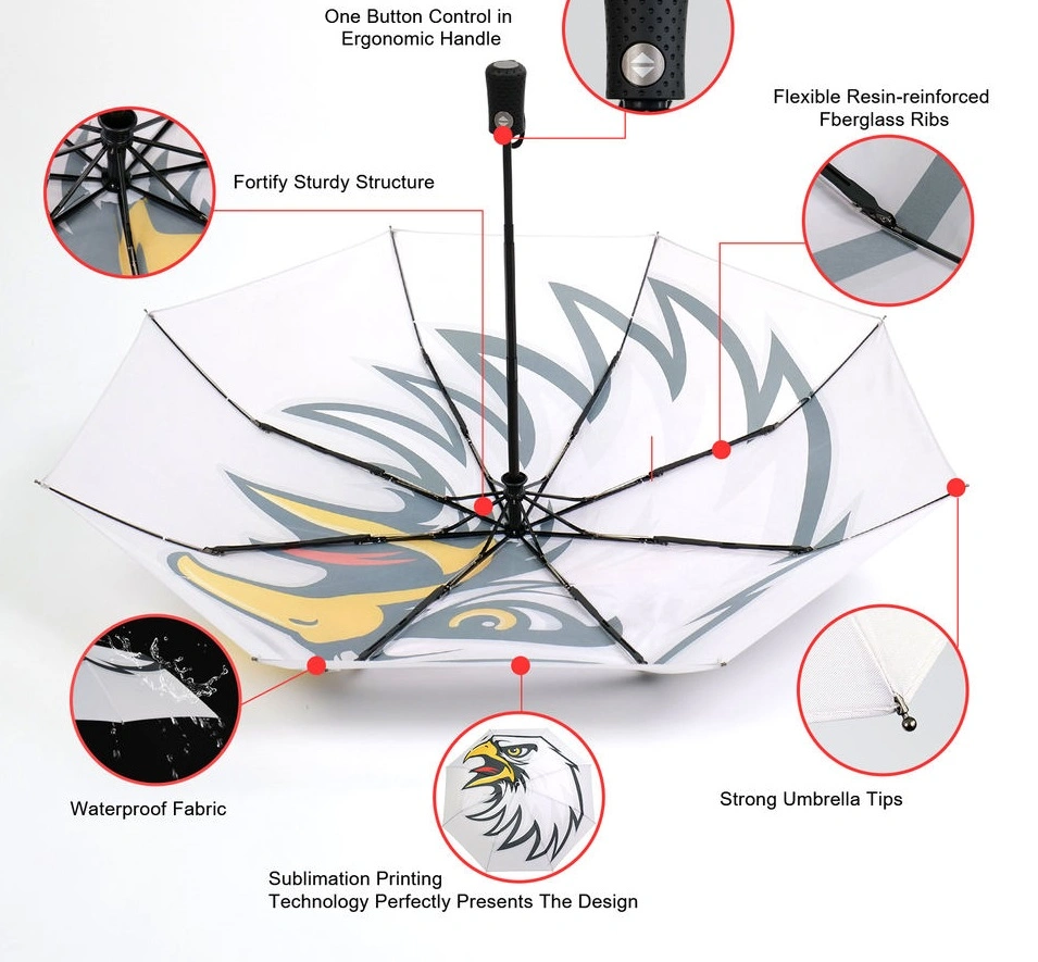 3 Sección Diseño moderno Paraguas automáticas compactas y plegables impresas