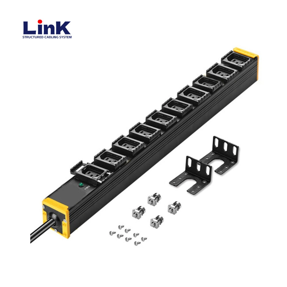 PDU 19 Inch 12 Way IEC C13 3 Phase Power Distribution Unit Socket for Network Rack Cabinet