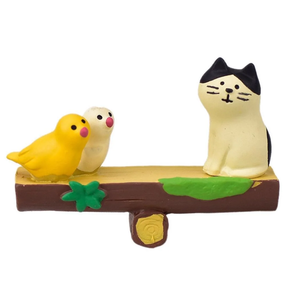 Garden Statue Resin Craft Cute Cat Playing The Seesaw Sculpture Home Decor Wyz21888