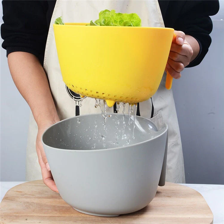 Drain Basket for Vegetables Fruits Meat Cleaning Mixing Plastic Kitchen Strainer