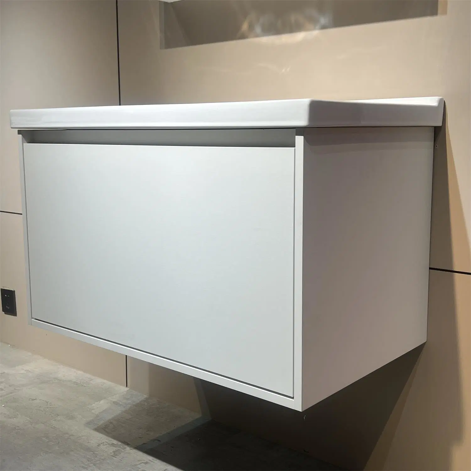 Hot Selling Luxury White Wall Mounted Floating Plywood Bathroom Furniture Sink Cabinet Vanities