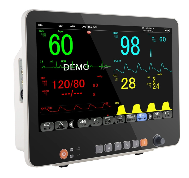 15.6 Inch with Printer Etco2 China Medical Surgical ICU Multiparameter Patient Monitor Price