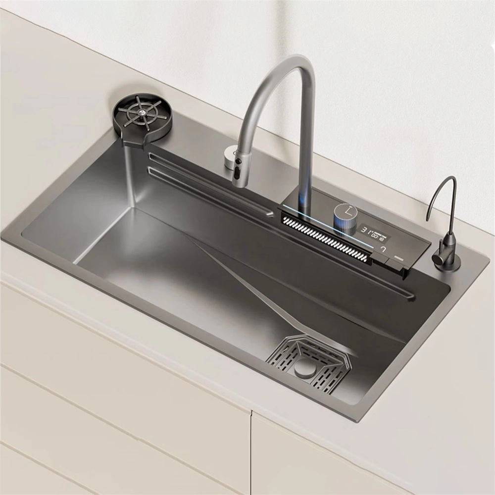 Sinkgroßhandel Preis Moderne Küchen-Designs Waschbecken Küche 304 Edelstahl Wasserfallbecken