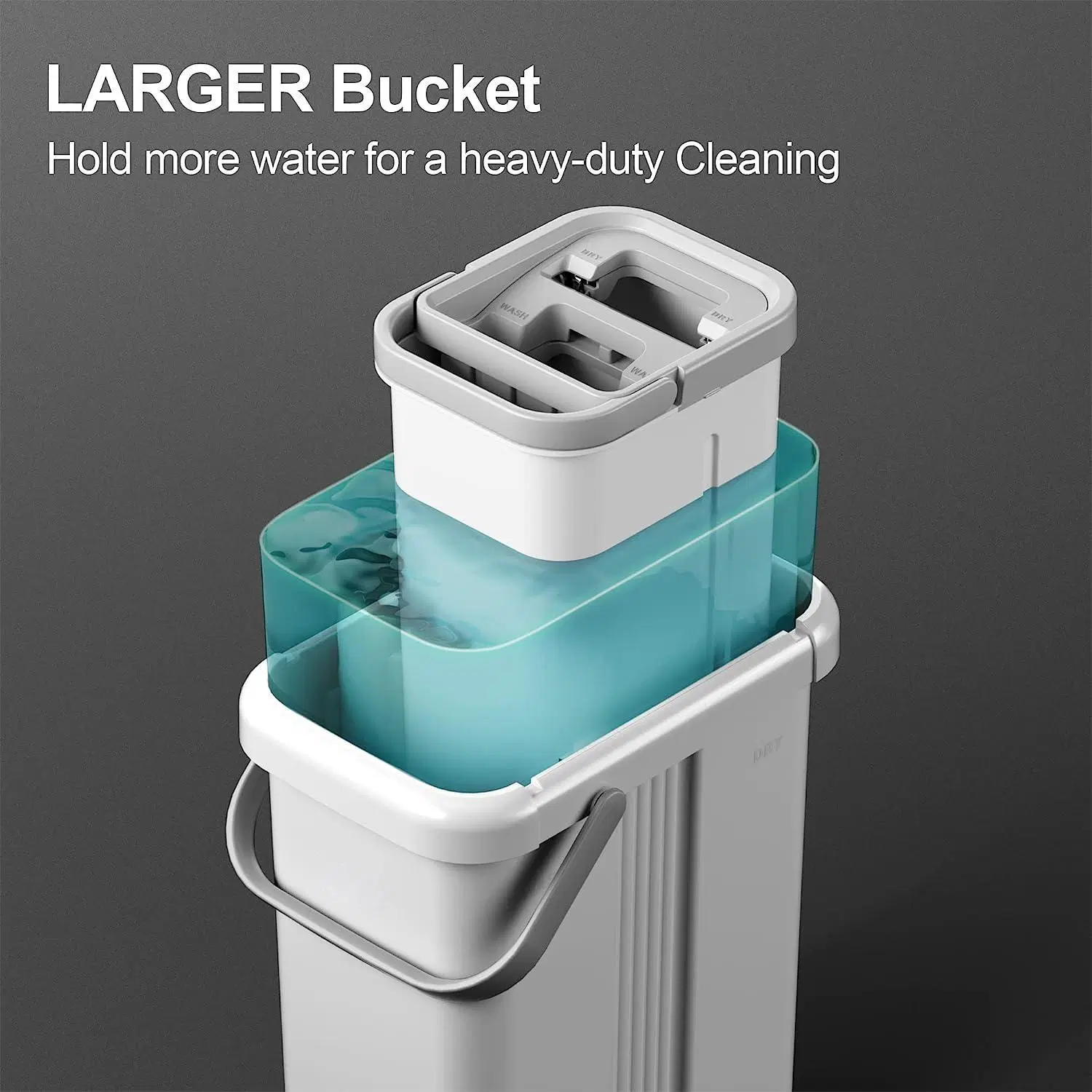 Floor Cleaning System Wet-Dry Use Hands Free Mop Bucket Wringer Set