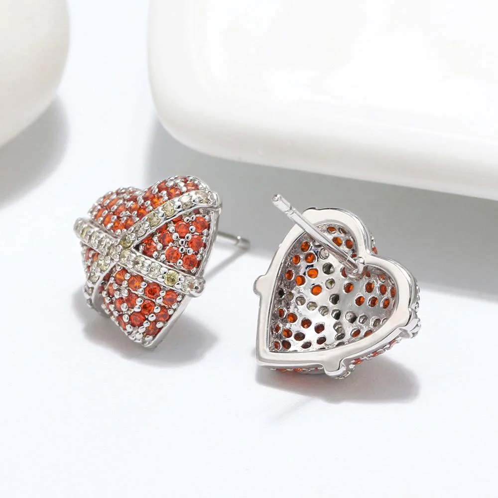 Wholesale/Supplier Gold Plated CZ Love Heart Stud Earring Jewelry for Women