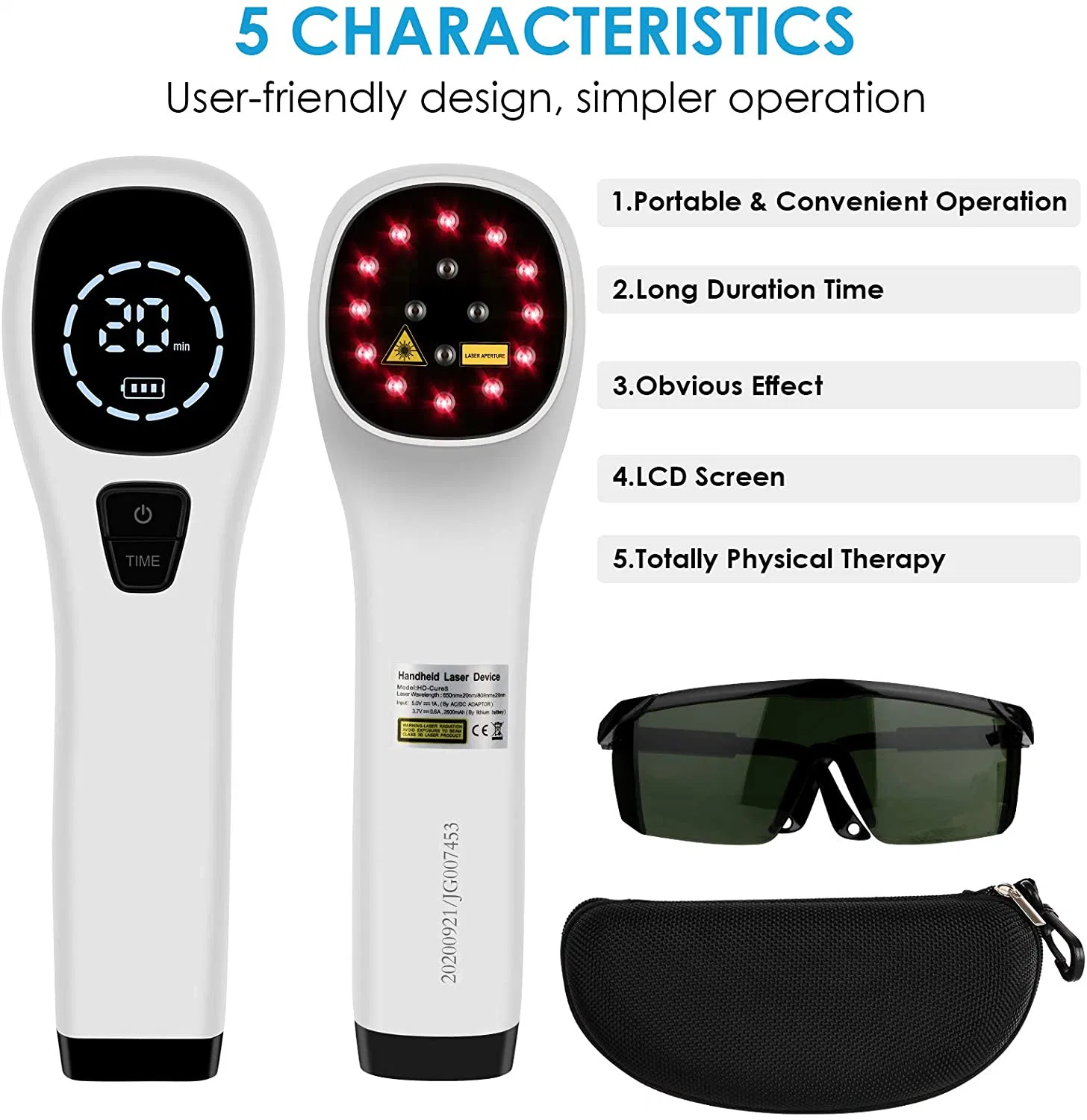 Hand Held Red Light Therapy Device for Pain Relief, Knee, Shoulder, Back, Joint& Muscle Pain, Infrared Light with 650nm and 808nm Probes (Four * 808nm Probes)