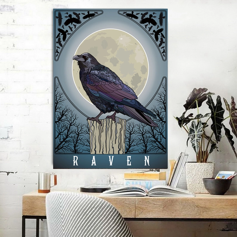 Factory Wholesale/Supplier Night Birds with Moon Metal Tin Sign Wall Art