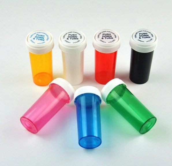 6dr/8dr/13dr/16dr/20dr/30dr/40dr/60dr/120dr Pharmaceutical Packaging Tablet Bottle Prescription Reversible Cap Vial