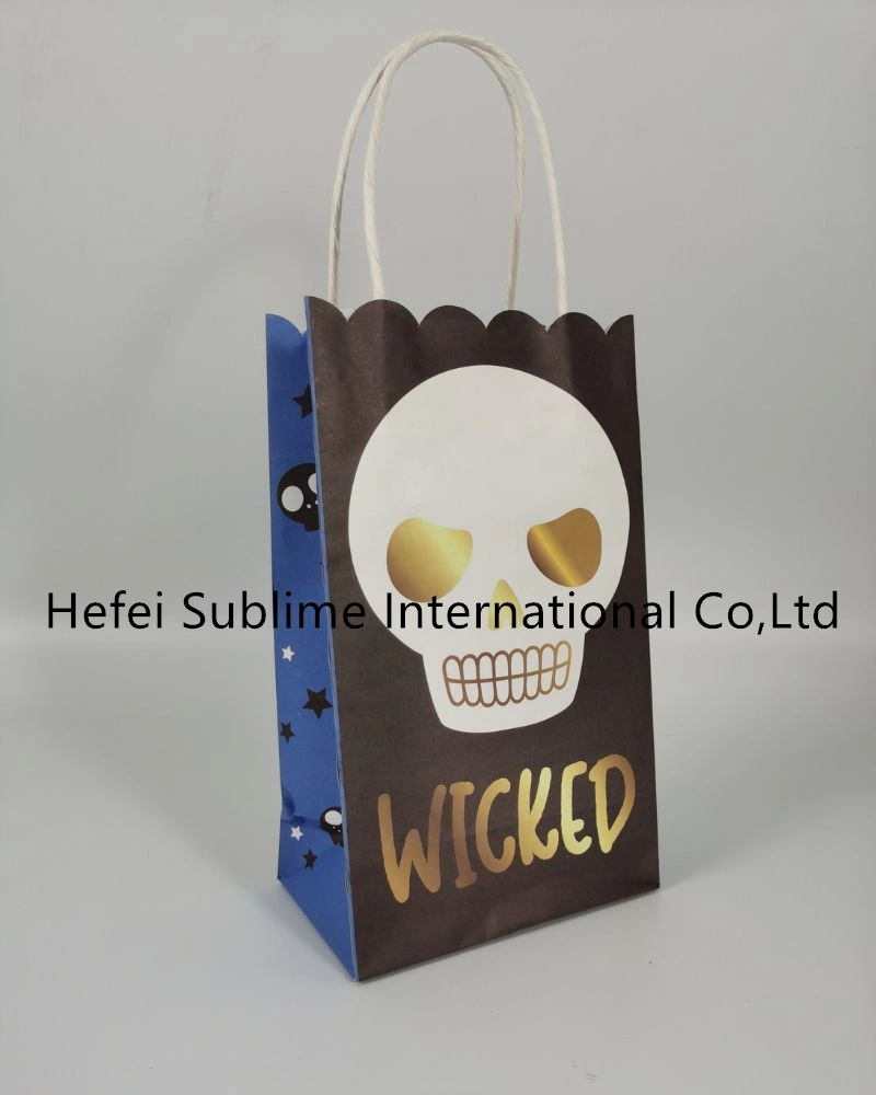 Halloween Diecut Kraft papel tratar sacos sacos sacos de papel para compras Em stock para embalagem promocional