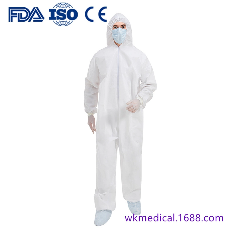 Cat III Factory 70g Disposable SMS PP PE Protection Type 5 6 Coverall Tyvek 500 for Spray Industry Anti-Small Particle Washable PPE Isolation Suit ASTM F739-12