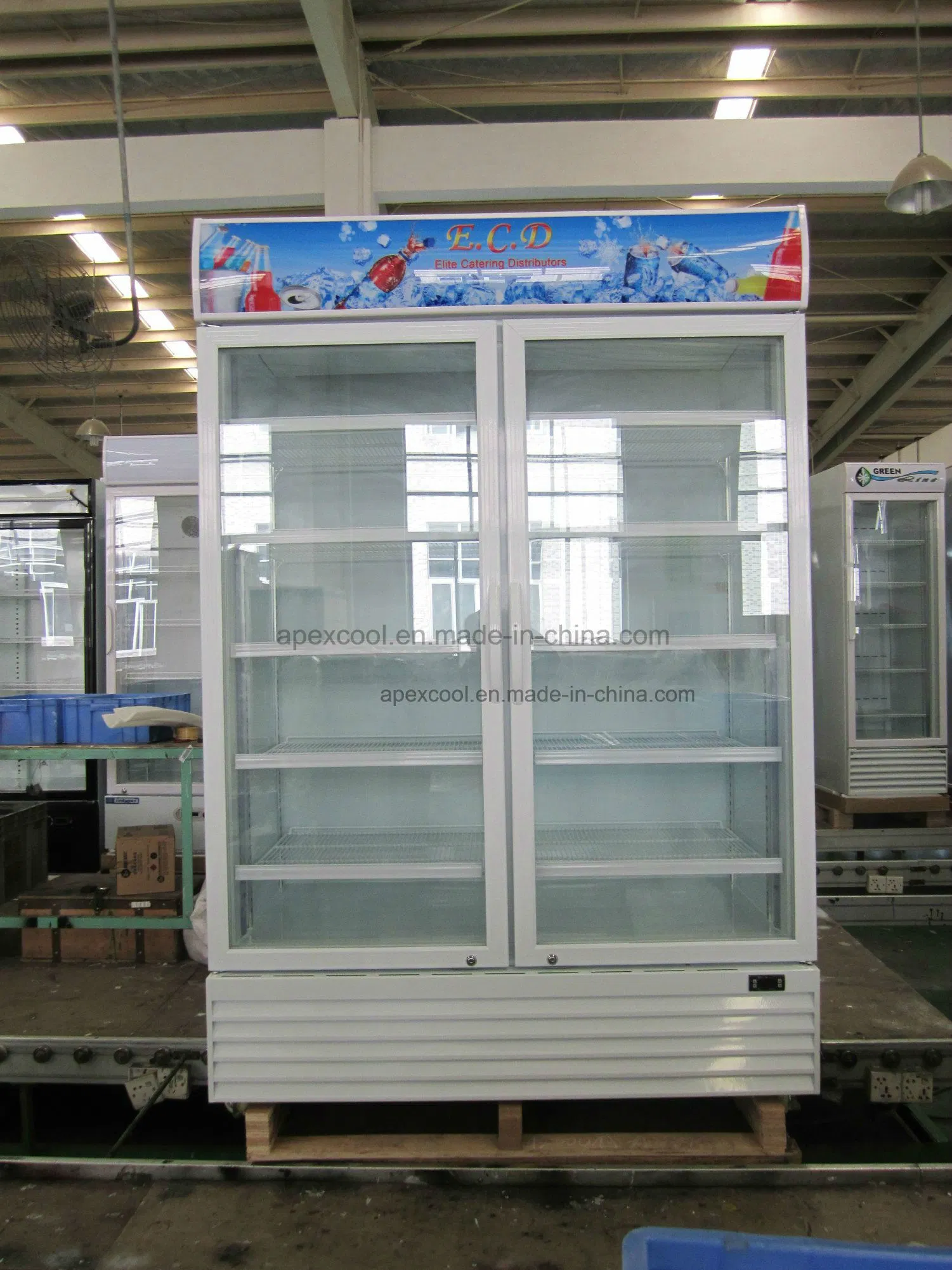 with Lock and Handle Auto-Defrost Supermarket Glass Door Refrigerator