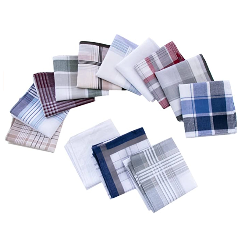 Assorted Pack of Mens White Color Border Cotton Handkerchiefs