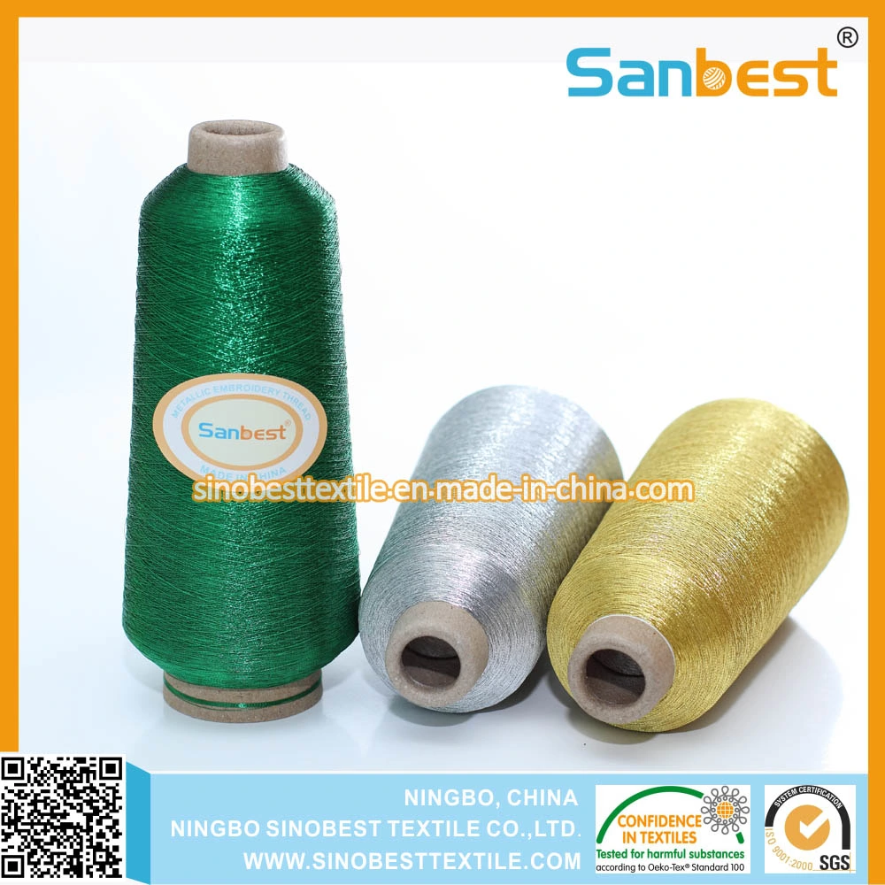 100% Polyester Metallic Stickerei Faden 40% Metallic Wrapper 60% Polyester Garn