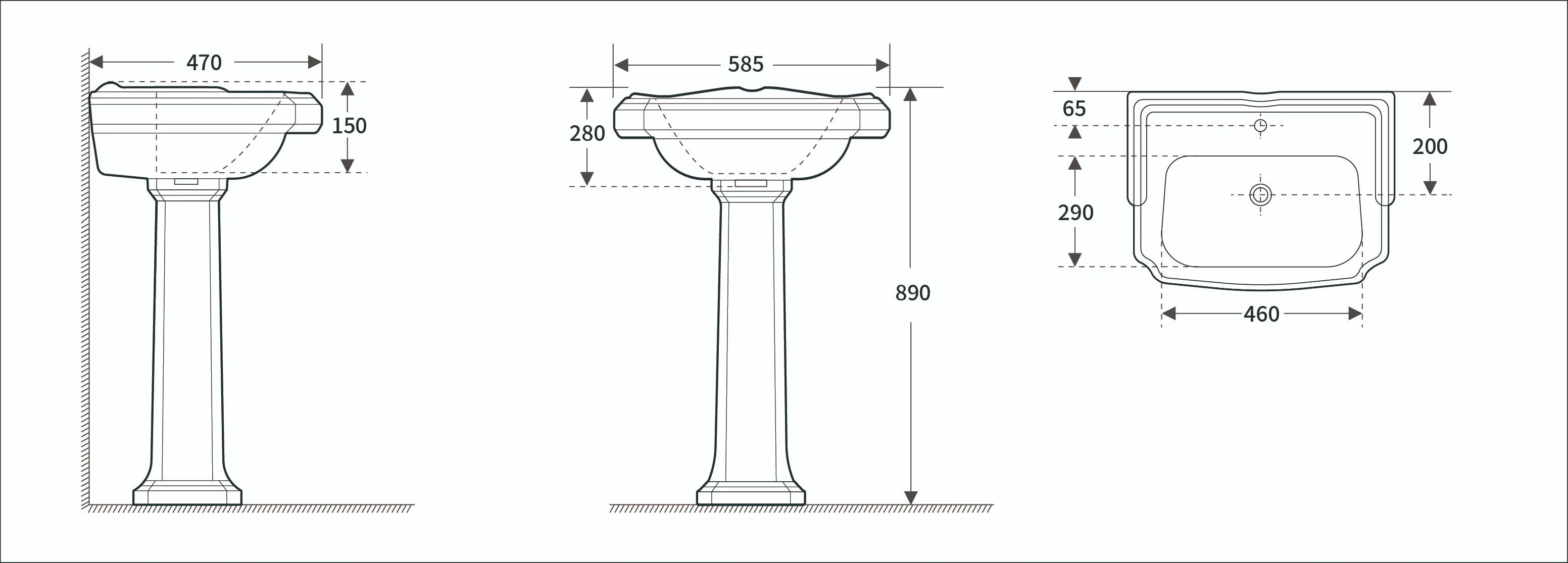 Venta caliente cuarto de baño blanco con diseño tradicional de cerámica de época China Free-Standing vítreo cerámica artesanal de muebles de pedestal