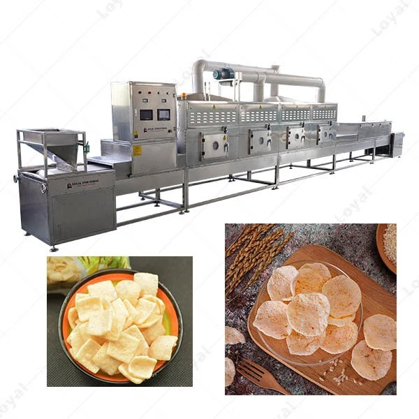 Automatic Tunnel Puffed Prawn Cracker Microwave Drying Machine