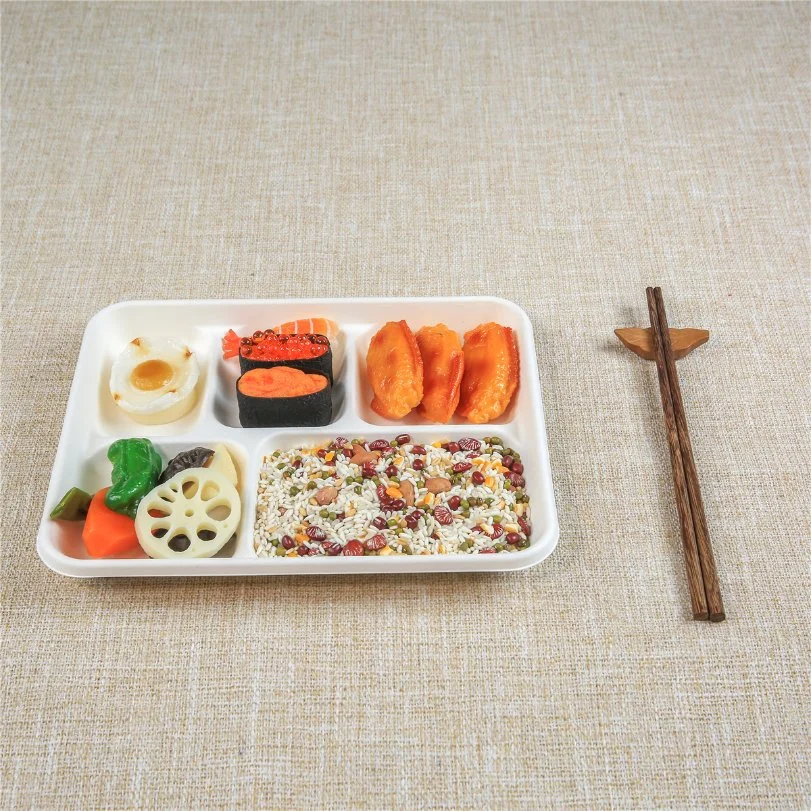 Promotional Biodegradable Food Bagasse School Lunch Tray Square Food Tray, Promotional Disposable Checkered Dinner Tray