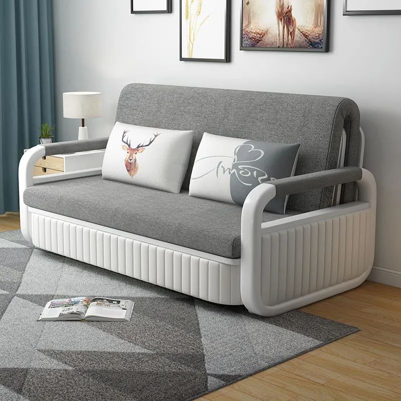 أثاث شقق ذو قماش مطى وأريكة سرير مع إطار معدني و غرفة معيشة تخزين يمكن تحويلها إلى سرير قابل للطي