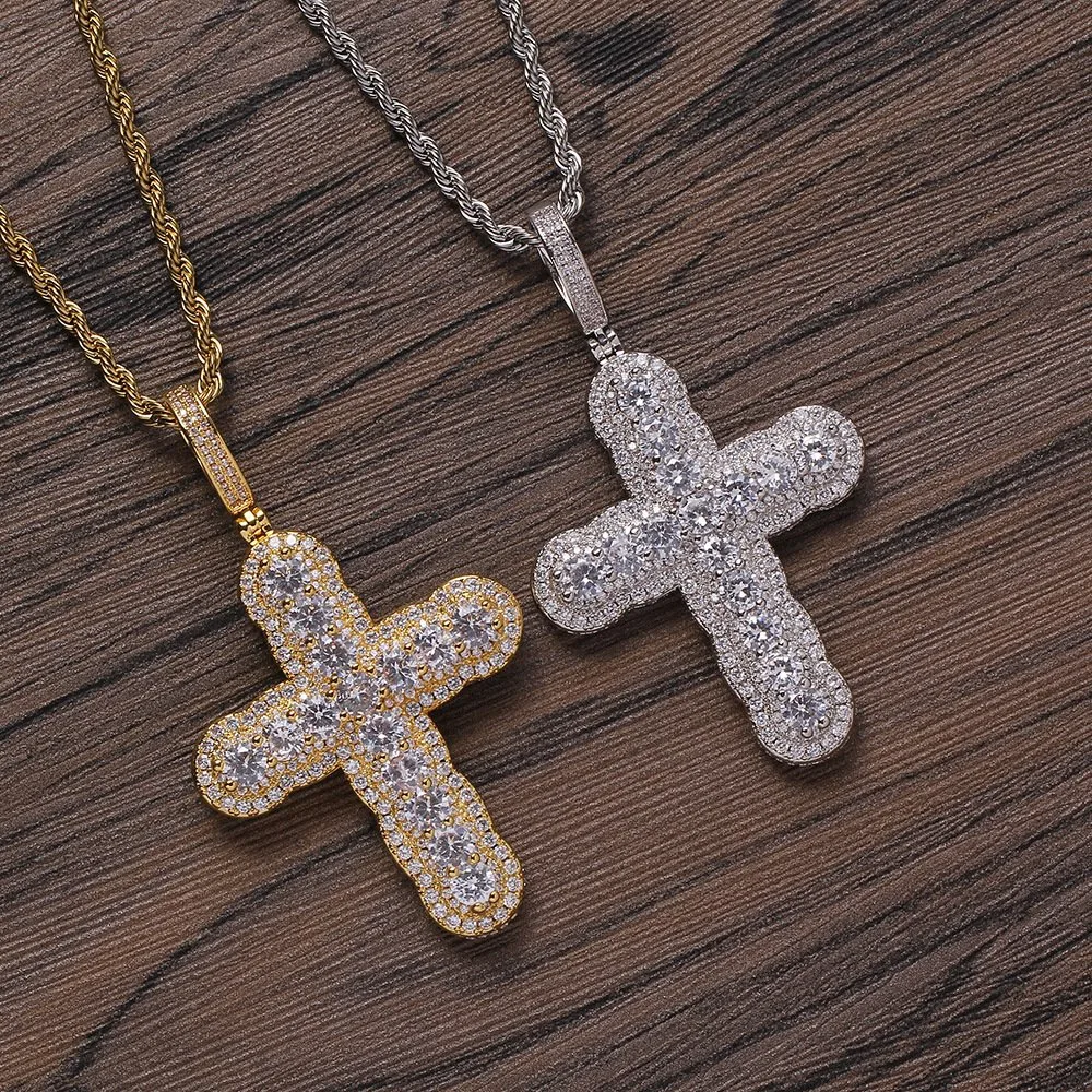 Accesorios de Hip Hop de cobre Zircon Crucifix Collar