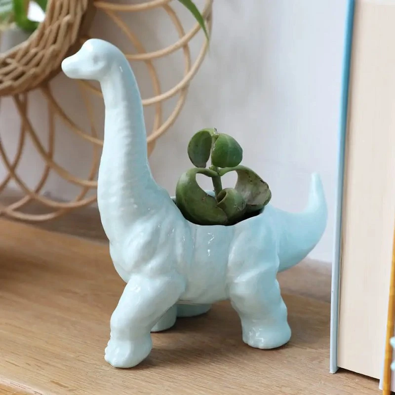 Dinosaur Head Planter Flower Pot Animal Decor for Garden and Home