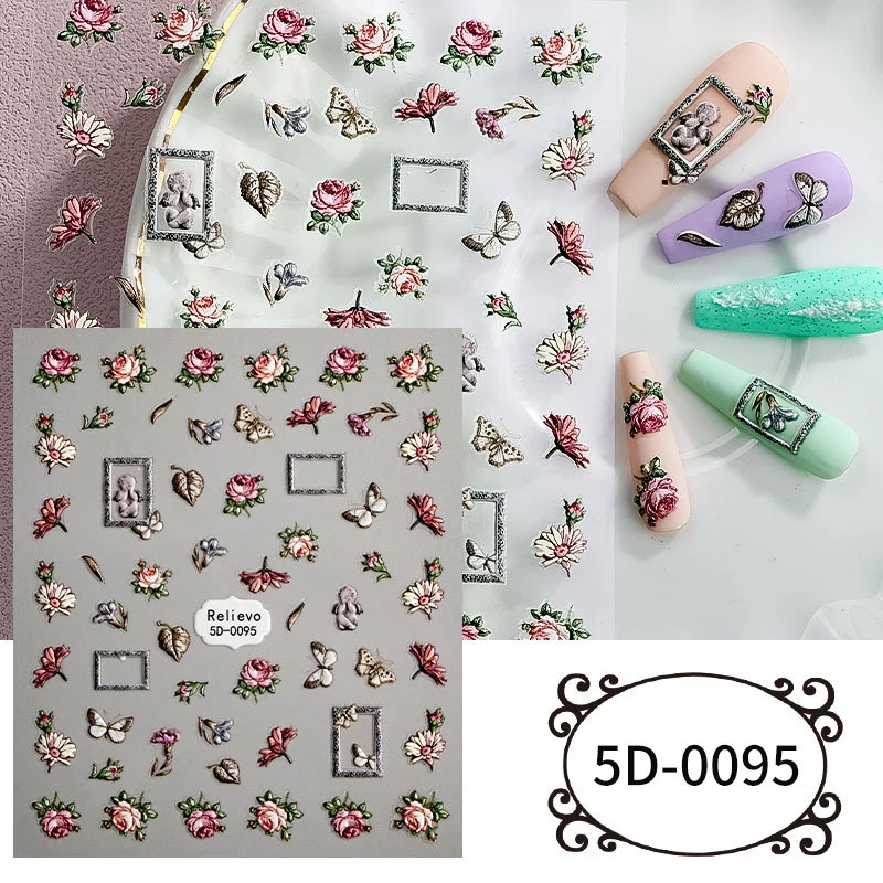 Nail Stickers 5D Nail Art Stickers Flower Supplies