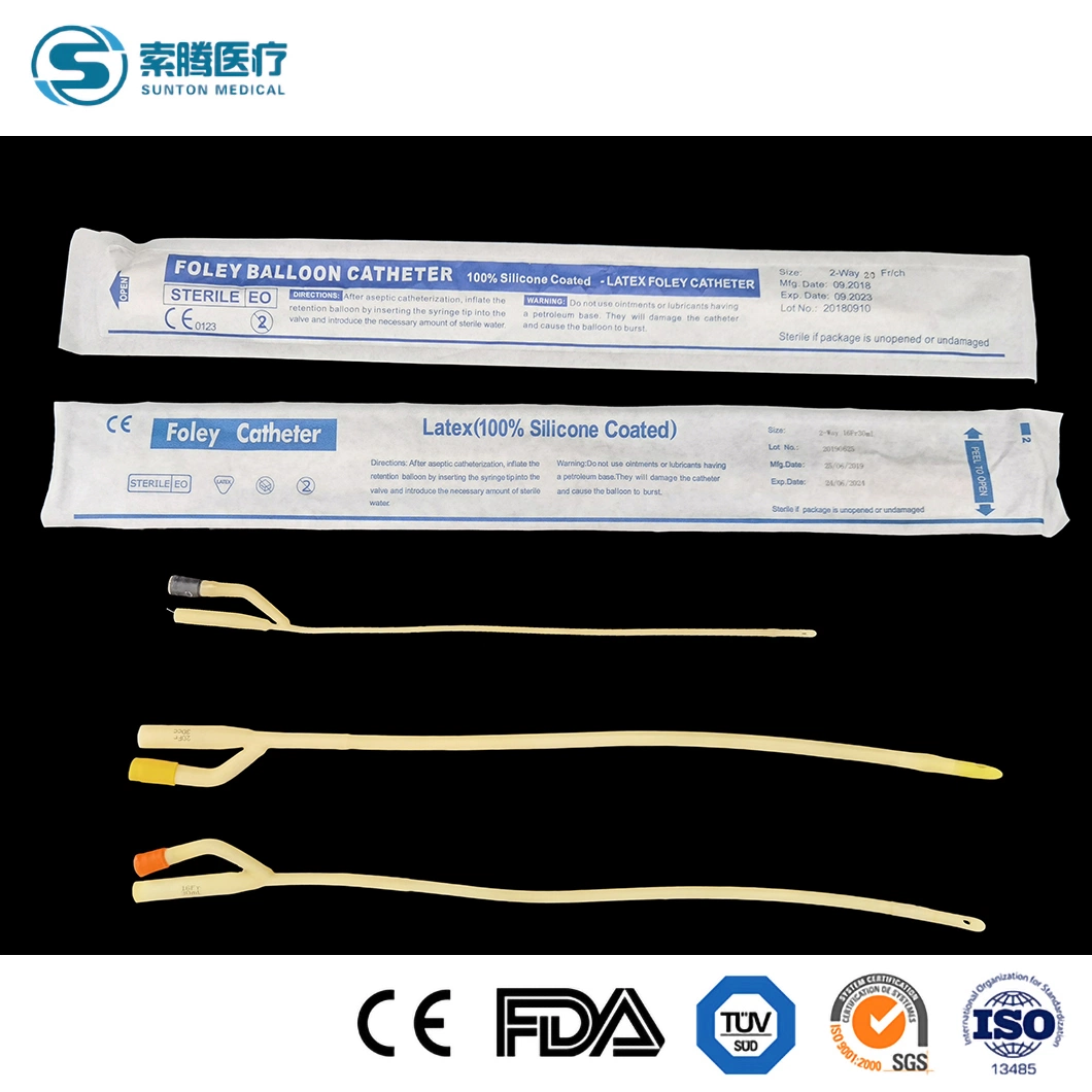 Sunton 3-Way Double Balloon Intermittent Silicone Coated Latex Foley Urinary Catheter China Disposable Sterile Foley Latex Urinary Catheter Products Suppliers