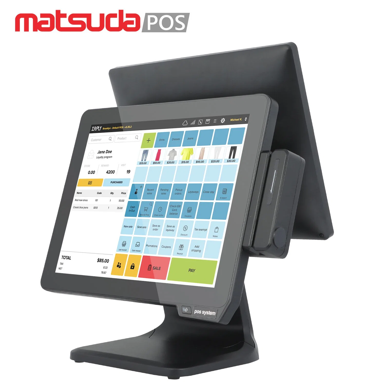 15pulgadas todas en una máquina de pantalla dual POS Consumo Sistema POS Terminal POS exterior de la máquina