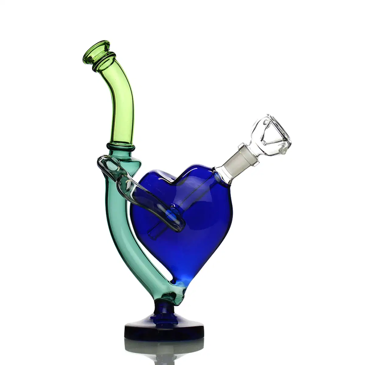 Diseño de corazón reciclado de 9" con un encendedor de cuenco macho Hookah de 14mm