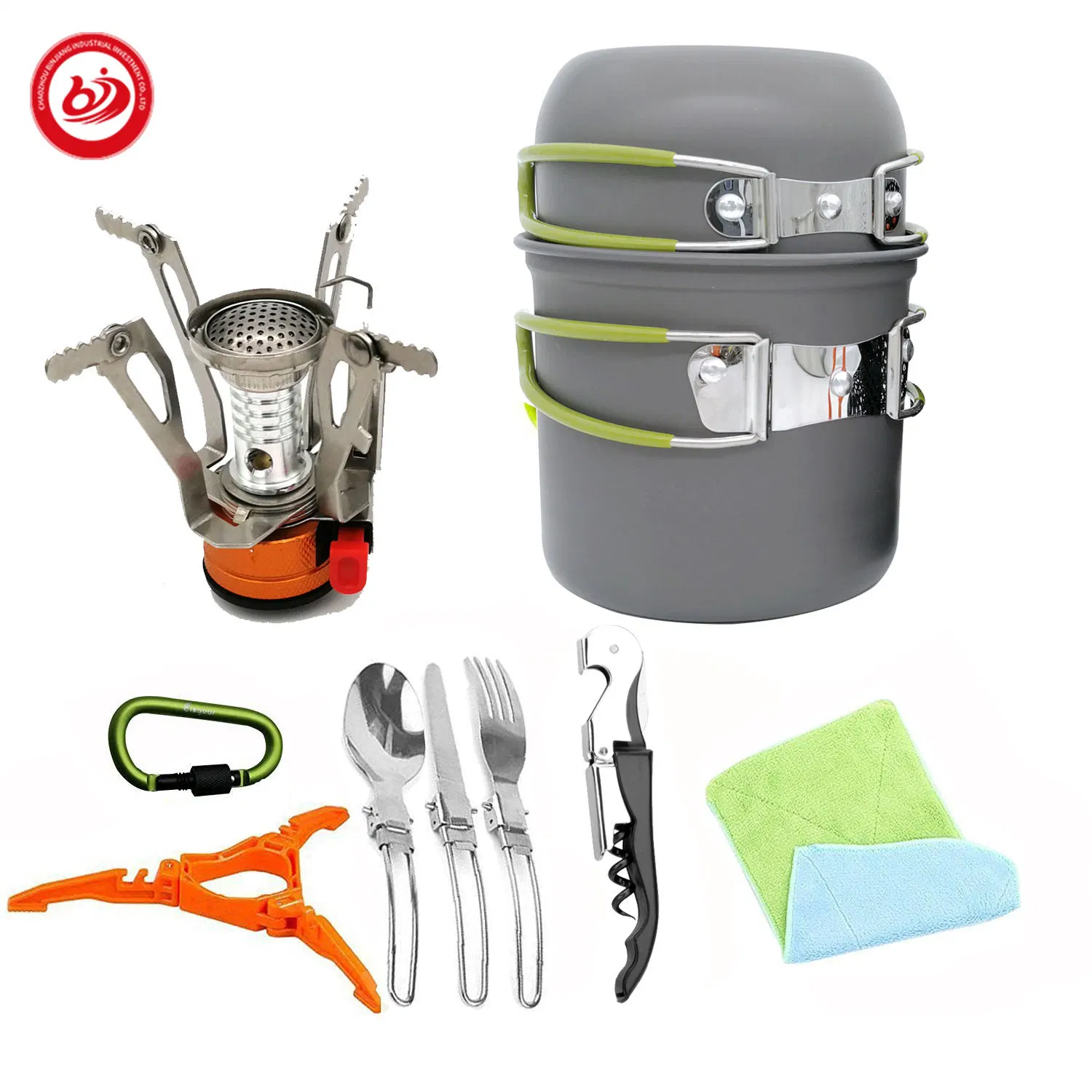 Camping de aluminio utensilios de cocina Kit Lío Senderismo Campismo recipiente de cocción de Picnic No Stick Cuchara de Pan pot Pot Set