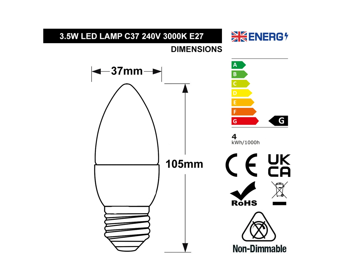 3.5W Frosted Cover LED Candle Lamp Warm White 3000K E27 or E14 or B22 C37 Candle Lights 30W Replacement Idea for Incandescent Bulb Chandeliers Wall Lights