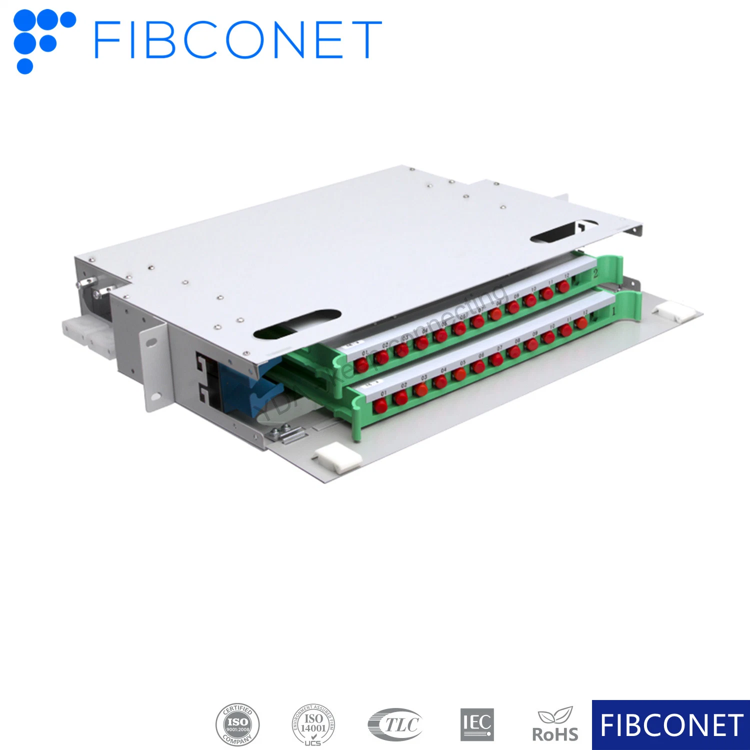 FTTH acero laminado en frío ODF 12 24 36 48 96 núcleos de fibra óptica Patch Panel Rack-Mounted bastidor óptico