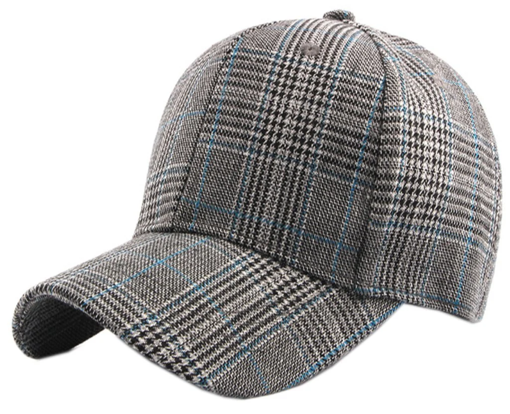 Neu Einstellbare Band Verschluss Peaked 6 Panel Strukturiert Baseball Rot Grid Plaid Fashion Caps Mützen