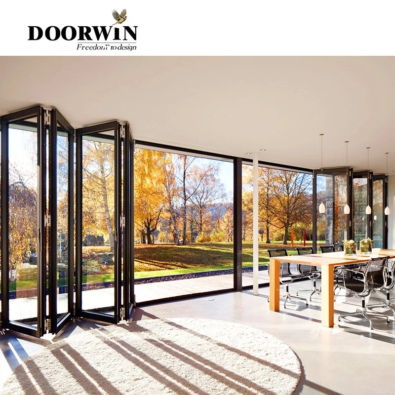 Doorwin Nfrc Nafs American Standard Modern German Hardware Customized Entry Storm Doors Thermal Break Aluminum Aluminium Metal Commercial Bi-Folding Door