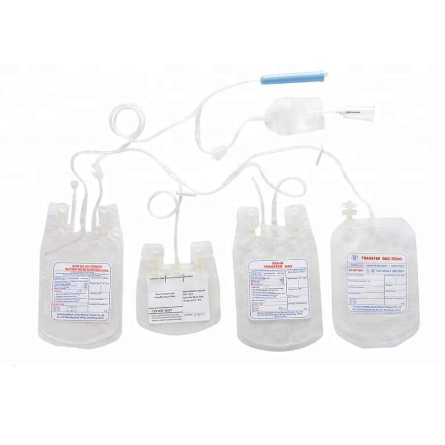 CE/ISO 13485 Medizinisches Einmalblut 250ml 450ml 500ml Single Cpda Sammeltasche