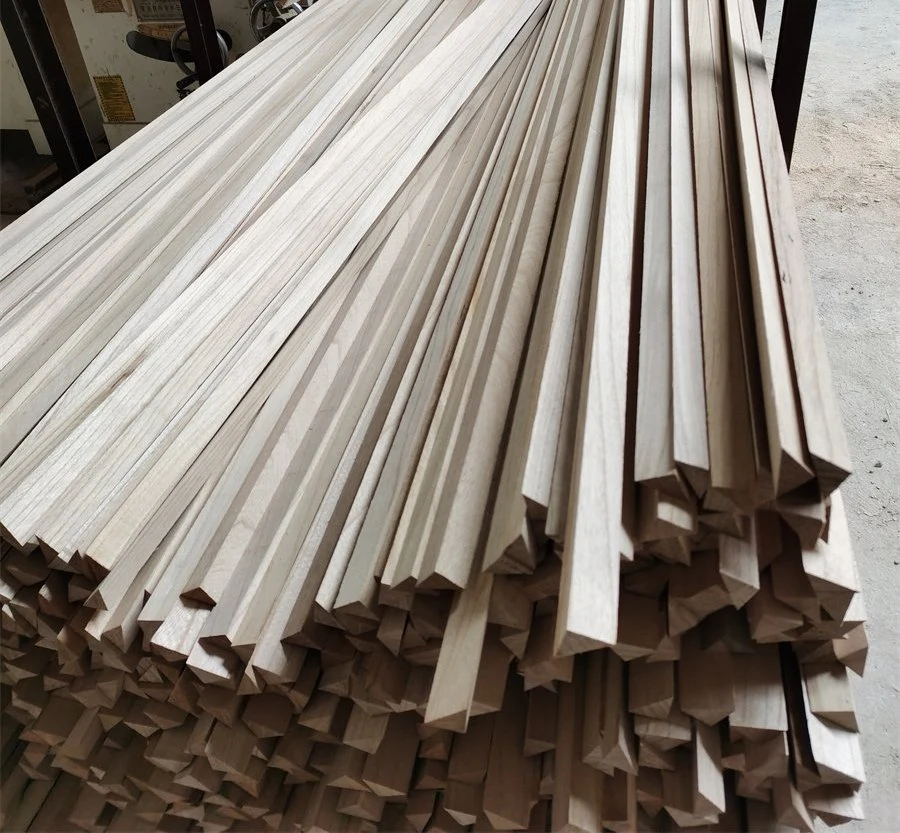 Solid Wood Square Chamfer Triangle Paulownia Chamfer Wood Strips Moulding