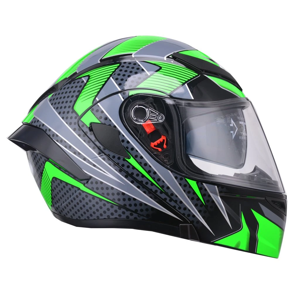 Casco de cara completa modular plegable para motocicletas para adultos con doble Viseras