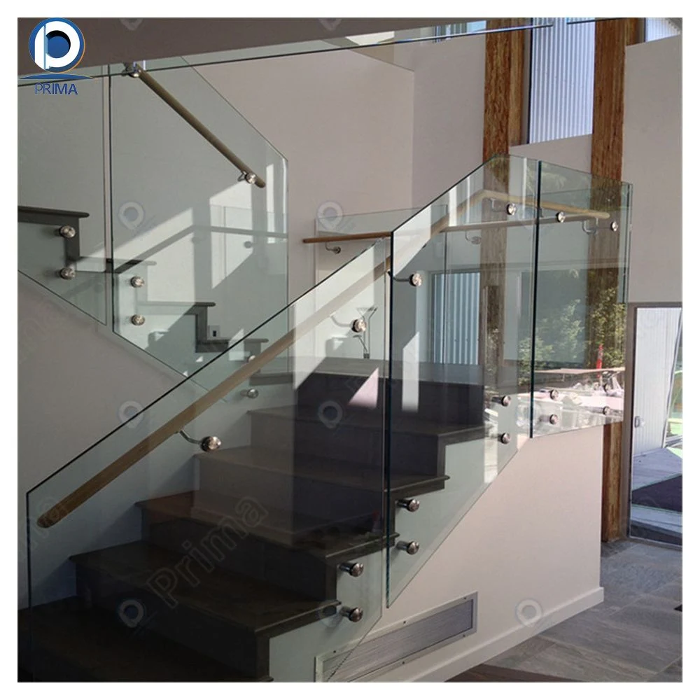 Indoor Design Clear/Gray Glass Standoff Handrail Railing