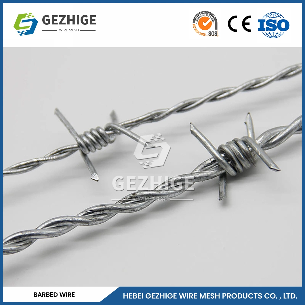 Gezhige 200m Barbed Wire Manufacturers 21mm Bard Width Single Loop Razor Barbed Wire China 10.4569 Thorn Distance 12X12 Gauge Barbed Wire