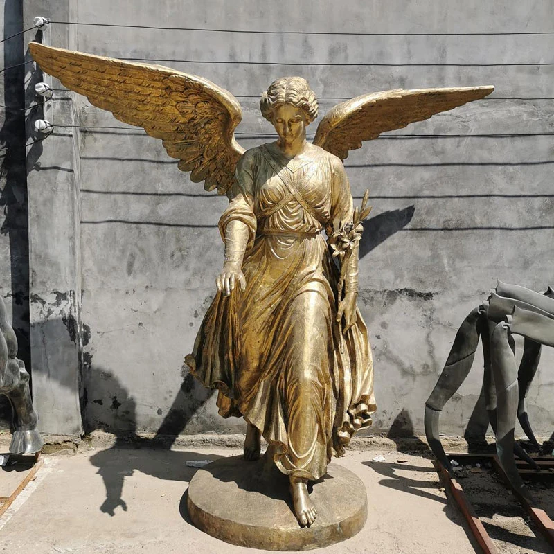 Jardín de bronce esculturas con figuras aladas Greer el Ángel con grande Wings estatua de bronce